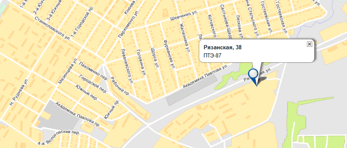 схема расположения ПТЭ-87, Тула, Рязанская, 38